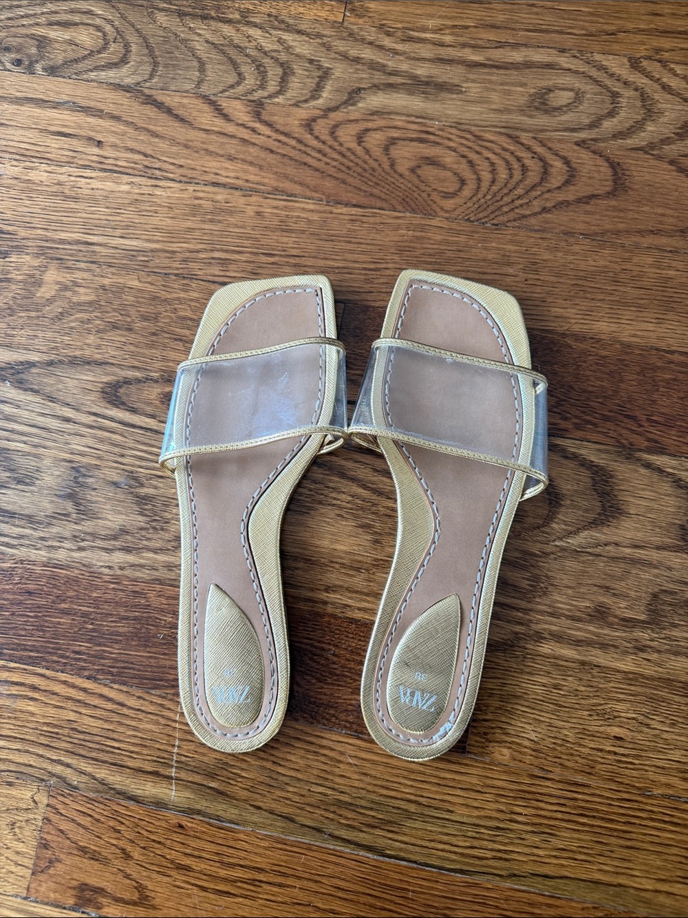 Zara Clear/Gold Strap Sandal